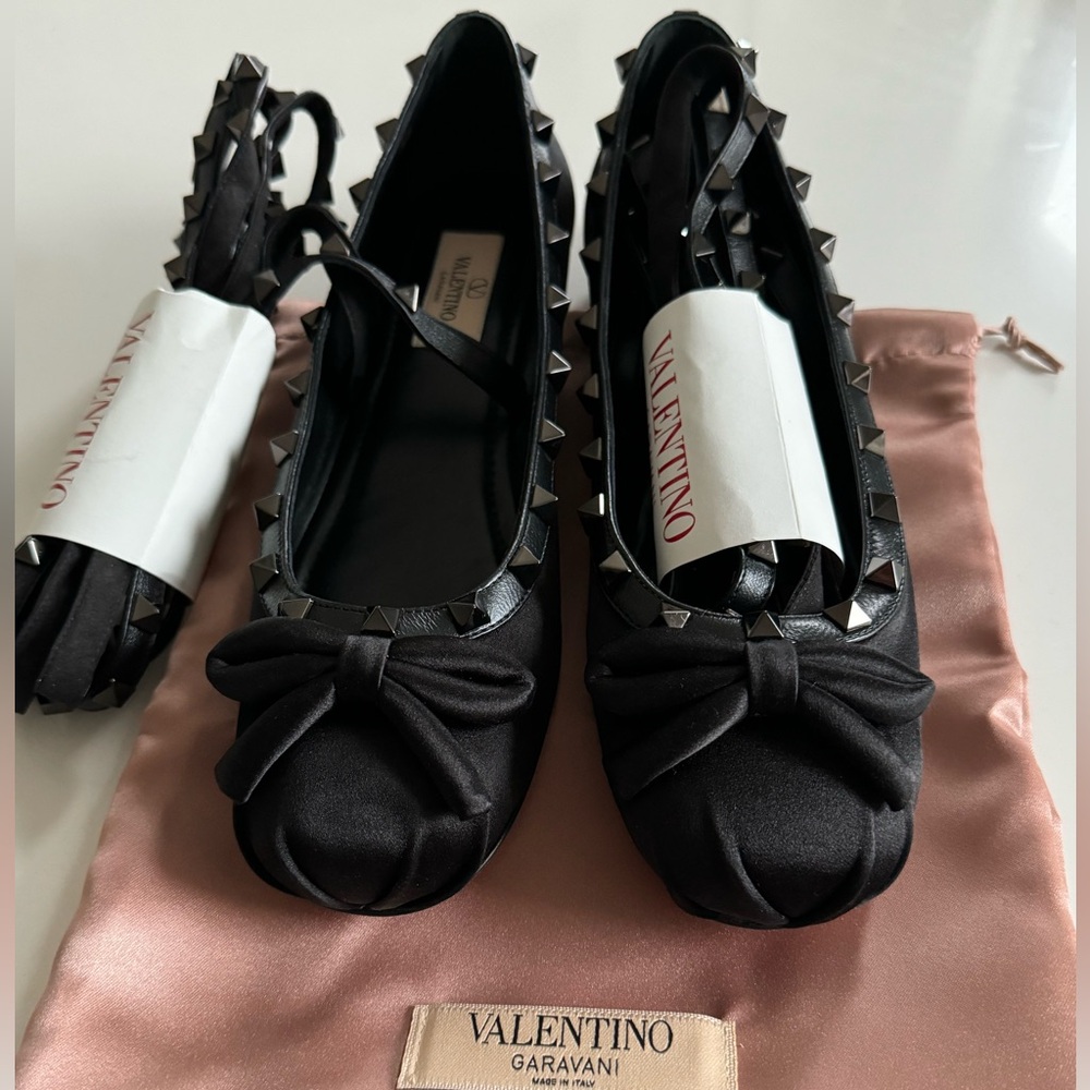 Valentino Garavani Rockstud Ballerinas with Lace Ups